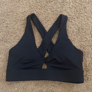 Black Fabletics Oasis Twist Medium Impact Sports Bra (Medium)